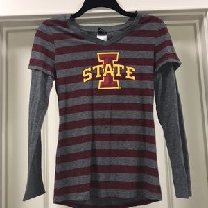 Iowa State Long Sleeve Stripes V-Neck